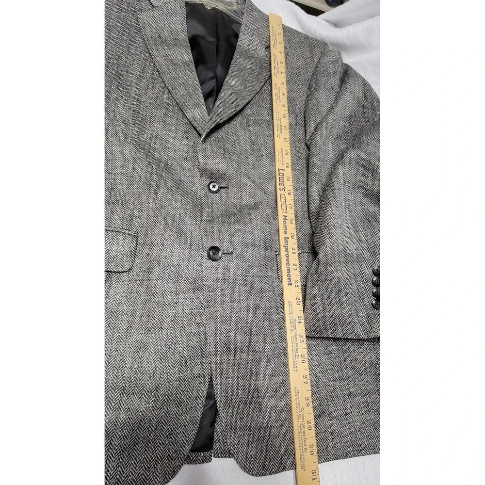 SILK CLASSY HerringboneStafford Mens 40R  Blazer Grey Black Sport Coat Jacket